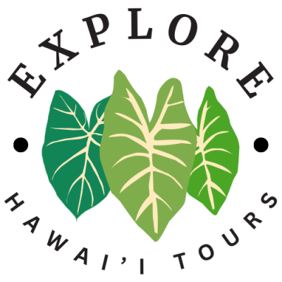 Three green leaves with 'Explore Hawai'i Tours' text forming a logo.