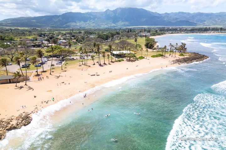 a group of people on a beach near a body of water