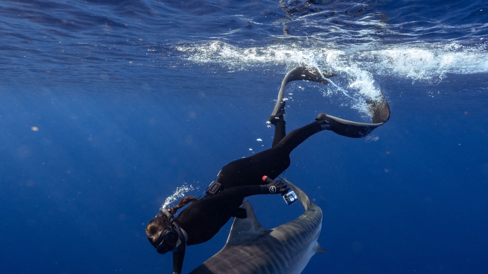 a man swimming in the water