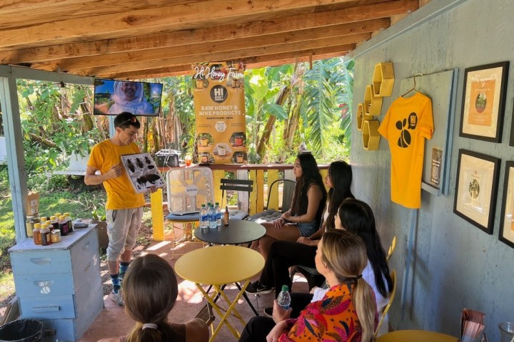 a group of people sitting at a table