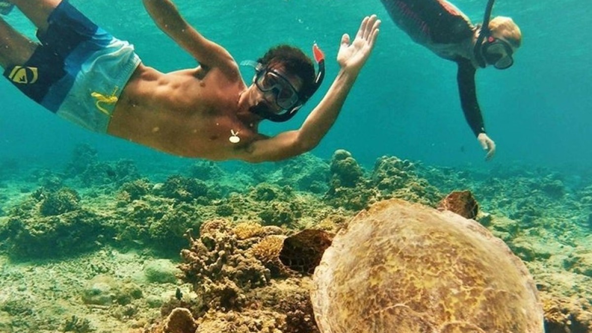 a man in a pool of water