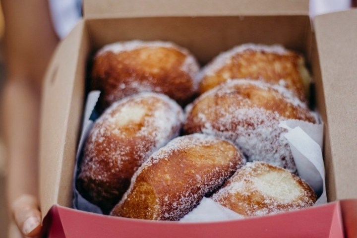 a box filled with donuts
