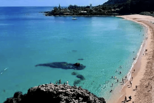 an island in the middle of a body of water