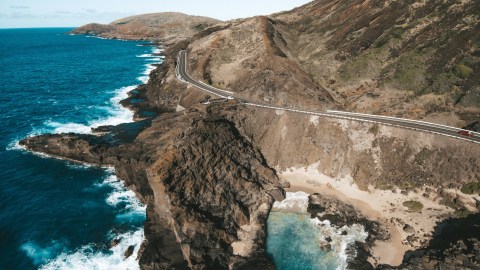 water next to the rock