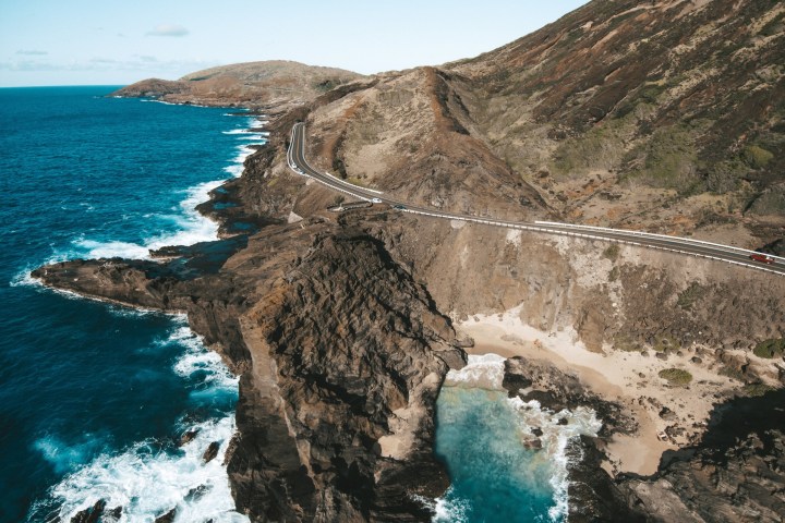 water next to the rock