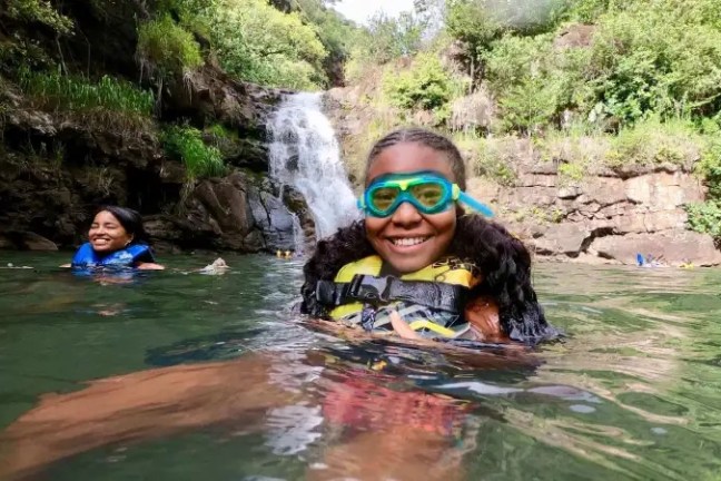 a person swimming in the water