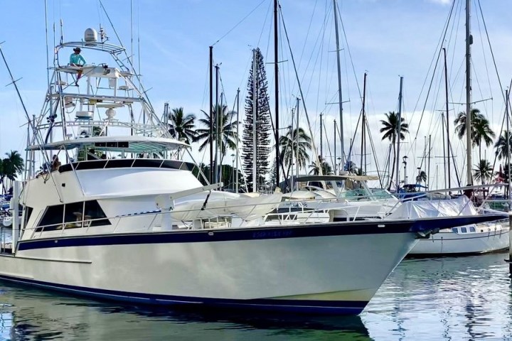 a boat is docked in the water