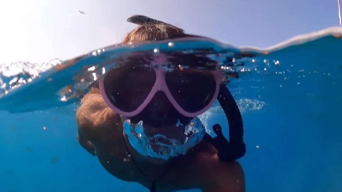 a person swimming in water