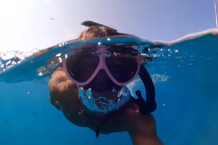 a person swimming in water
