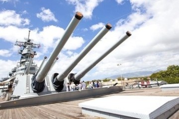 a large ship in the background
