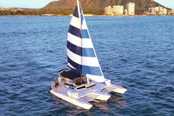 a small boat in a large body of water