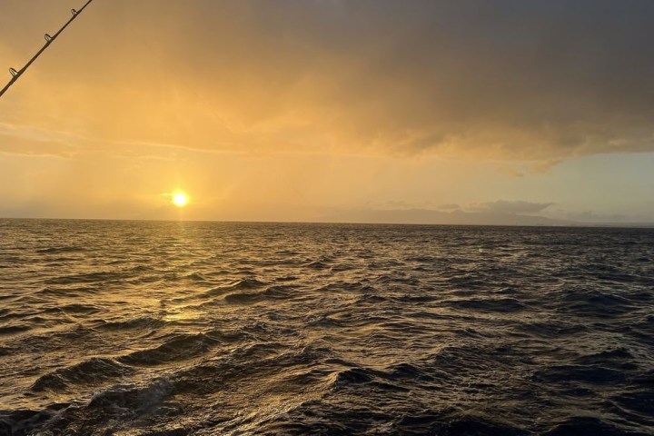 a sunset over a body of water