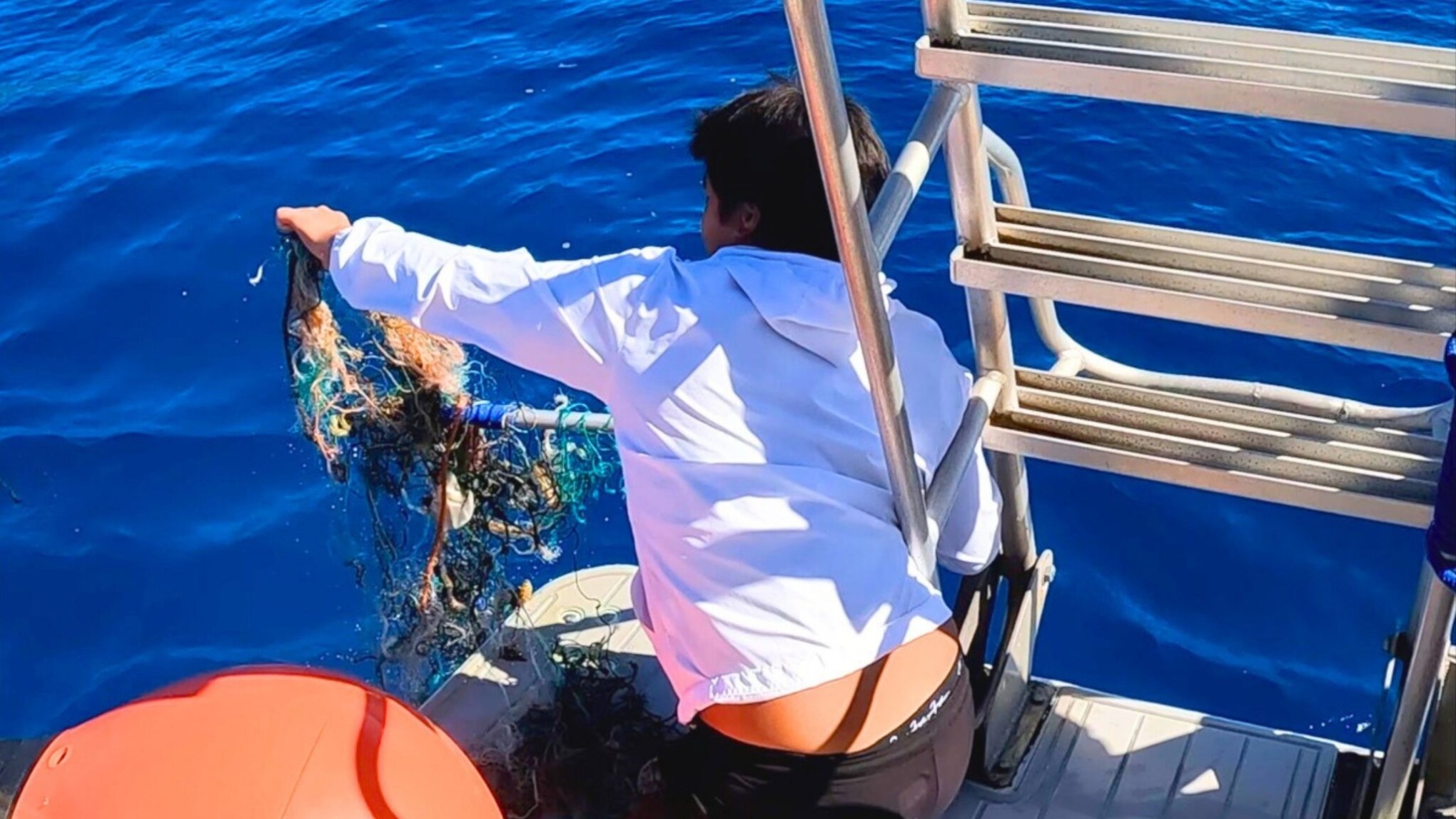 a person in a blue shirt