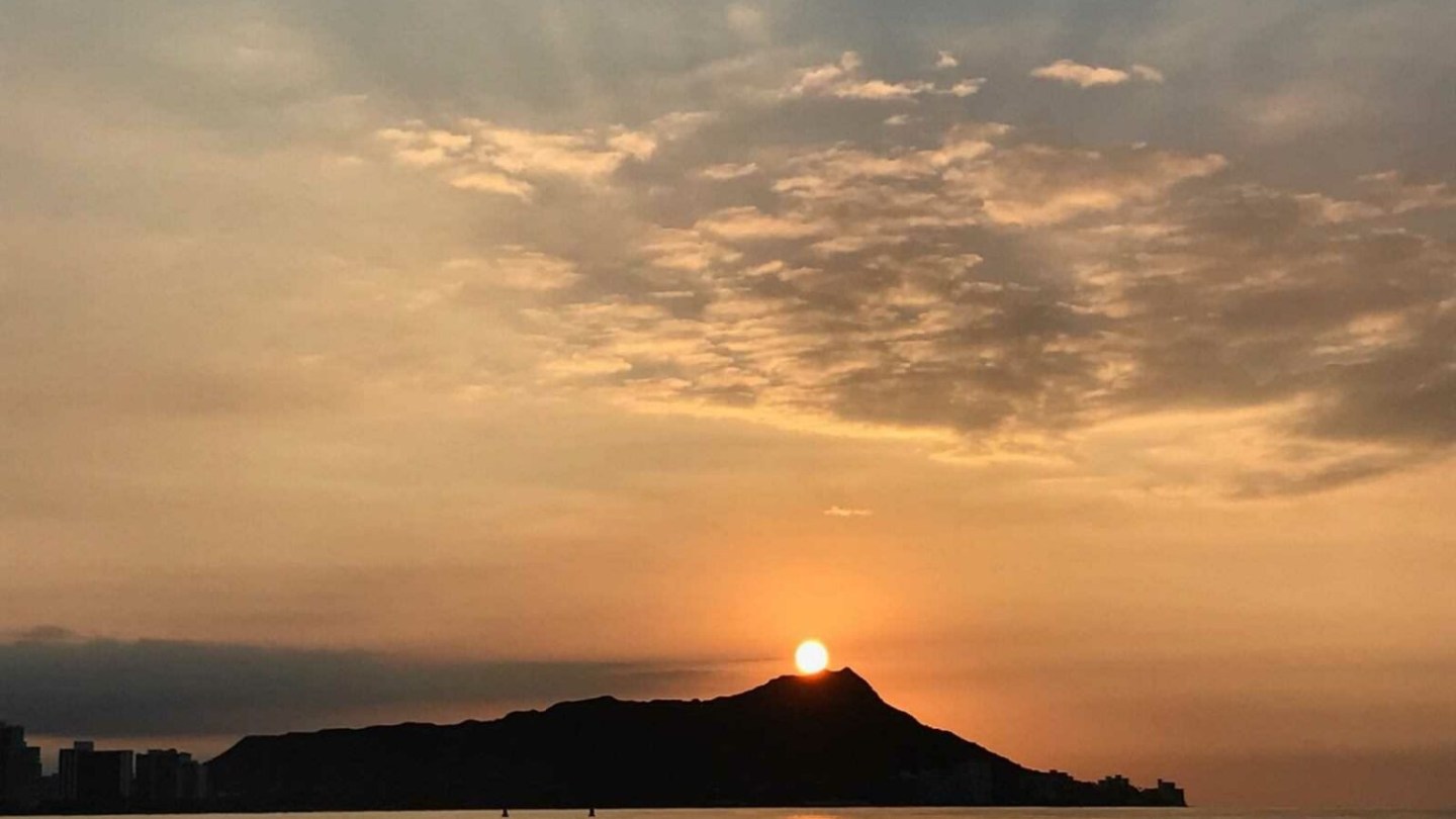 a sunset over a body of water