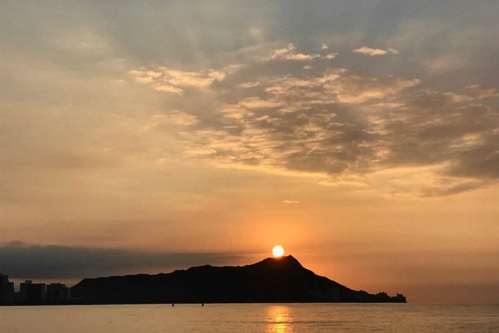 a sunset over a body of water